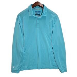 IBKUL Mens Icefil UPF 50+ Performance Polo Shirt Long Sleeve Golf Aqua Size M